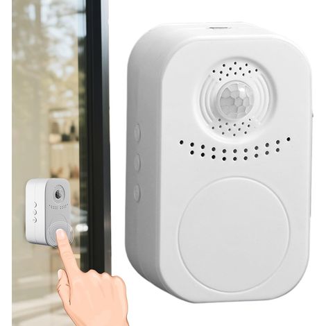 Door Chime Alarm, Smart Motion Sensor Alert, Wireless Entry Detection System, Adjustable Volume and Light, Perfect for Apartment Home Shop Store Indoor Outdoor Use, 8.5x5.2x3.6cm White (1/5)