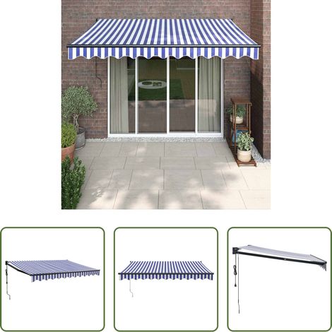 Terrassenmarkise - Elektrische Markise mit Kurbel Blau und Weiß 3,5x2,5 m (1/5)