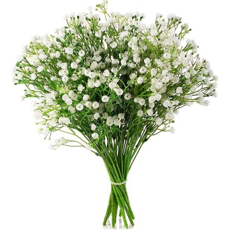 fleurs Artificielles Blanc 5 Pices - Faux En Plastique Artificiel Pour Dcoration De Mariage Bouquet De Marie Arrangement Floral (1/5)
