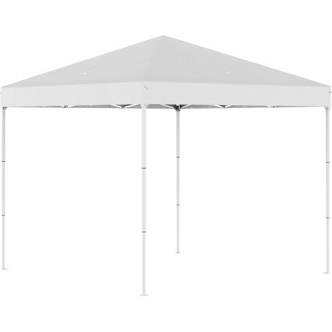 Gazebo Pieghevole da Giardino 2,45x2,45m in Acciaio e Tessuto Oxford Bianco (1/5)
