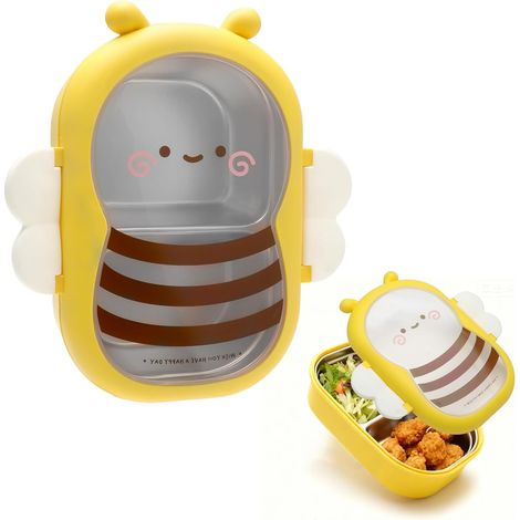 Fiambrera infantil con compartimentos, libre de BPA, fabricada en acero inoxidable, ideal para niños y adultos. (1/5)