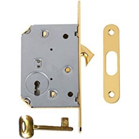 Serratura Per Porta Scorrevole Con Chiave Snodo Oro Entrata 50mm