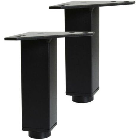 Pieds réglables- Jeu de 2 pieds réglables pour Meuble de Salle de Bain - Noir Mat (1/3)