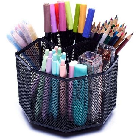 Organisateur de bureau rotatif 360°, base antidérapante, pour papeterie, maquillage, loisirs créatifs, 1 pièce (1/5)