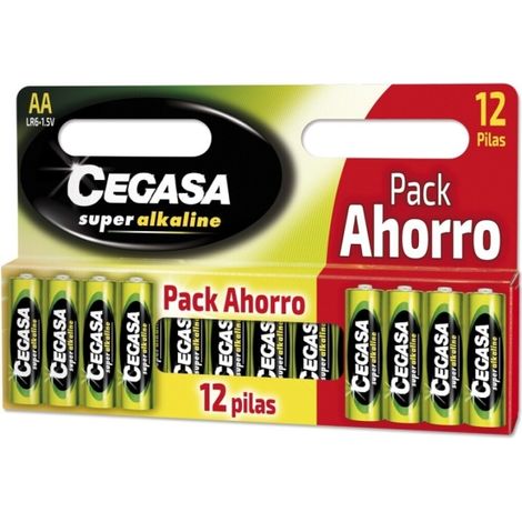Cegasa Super Alcaline Pack de 12 Pilas LR06 AA
CaracterÃ­sticas:
-Las pilas CEGASA SUPER ALKALINE estÃ¡n fabricadas con la mÃ¡s alta tecnologÃ­a dispo
