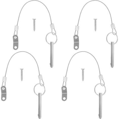 Lot de 4 goupilles à dégagement rapide, diamètre de goupille supérieure de 6,3 mm, longueur totale de 51 mm, longueur effective de 40 mm avec cordons en acier inoxydable 316 (1/5)