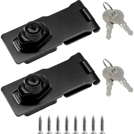 Loquet de porte à cadenas en acier inoxydable de 7,6 cm (3 po) pour porte, abri de jardin, armoire (lot de 2) noir (1/4)