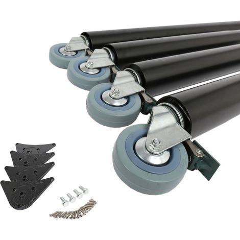 4er Set Tischbeine Tischstütze Tischfuss 870mm Möbelfuss Schwarz auf Rollen mit Bremse (1/3)