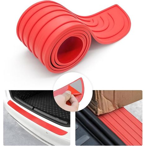 Protection Pare Choc Voiture, Protecteur Porte Coffre en Caoutchouc, Résistant Aux Rayures et Antidérapant, Convient à la Plupart des Accessoires Extérieurs de Voiture (Rouge/90x7CM) (1/5)