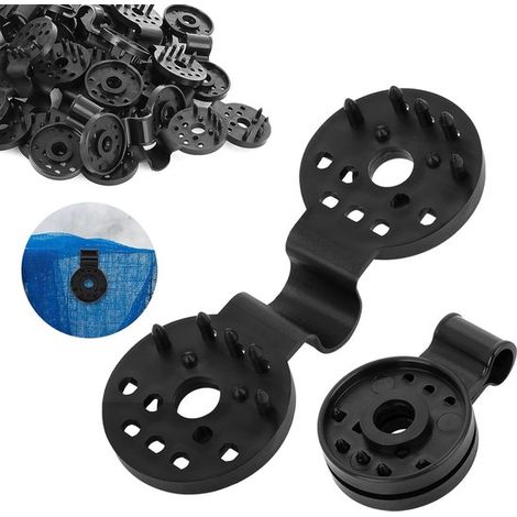 Lot de 20 clips en plastique pour toiles de store, filets anti-oiseaux et films de serre, clips de fixation pour auvent, tente et jardin, noir (1/5)