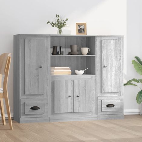 Buffets 3 pcs Meuble de rangement Commode Bahut sonoma gris bois d'ingénierie 47688 (1/5)