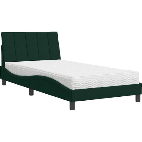 Maison Exclusive - Bett mit Matratze "Hanko" Dunkelgrün 100x200 c (1/5)