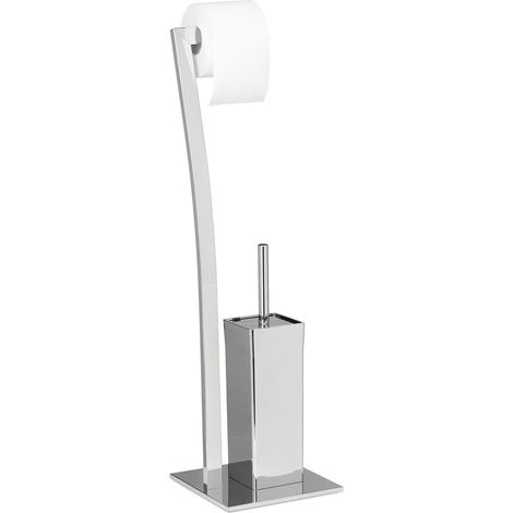 Support de papier-toilette avec porte-brosse WC HxlxP: 71 x 20 x 20 cm inox laqué (1/5)