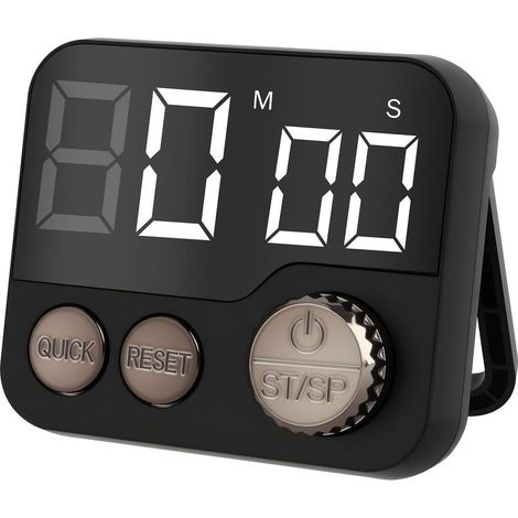 Minuteur de Cuisine Aimanté, Grand Écran LCD avec Horloge Numérique , Alarme Forte, Multifonctionnel pour Pâtisserie,Sport (Timer Compte à Rebours), Noir (1/5)