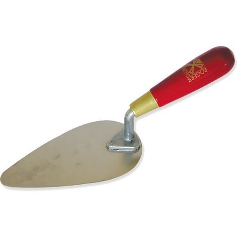 Mondelin – Truelle inox pour bois dur 16cm – Lame de 0,8mm – Manche en bois verni rouge – Pour chantiers humides (1/2)