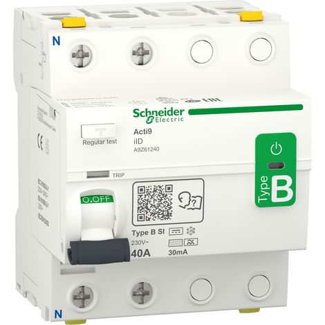 Acti9 iID interrupteur différentiel 2 Pôles 40A 30mA type B SI 230V SCHNEIDER A9Z61240