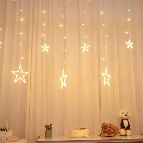 Guirlande lumineuse rideau LED étoiles et lune, lampe d'ambiance décoration Noël camping extérieur IP65 A24 (1/5)