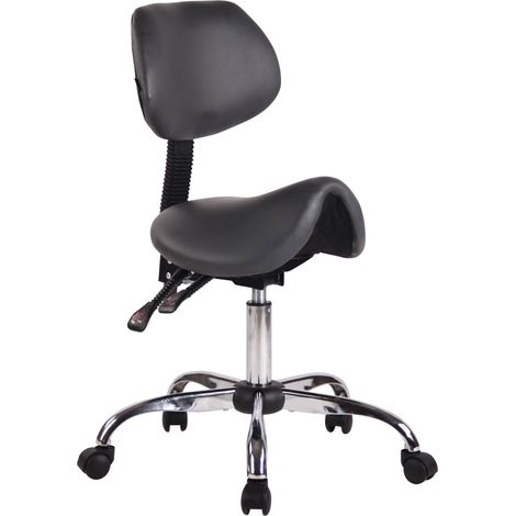 Tabouret de travail avec assise en forme de selle cheval ajustable et pivotant PVC gris TABO10207 (1/3)