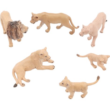 Lot de 6 figurines lion réalistes, mini statues d'animaux sauvages, famille de lions en résine pour projet scolaire (1/5)