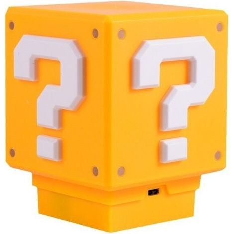 Veilleuse 3D en forme d'icône, point d'interrogation, LED, son original, chargement USB, bloc de construction carré, interrupteur tactile, lampe de chevet pour enfants, jouet rétro, cadeau, ornements (1/5)