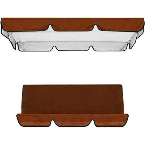 Kit de rechange pour balancelle 3 places avec toit et coussin d'assise réglables, pour balancelle de jardin, 1 housses de siège et housse (marron, 164 x 114 x 15 cm/1505010cm) (1/4)
