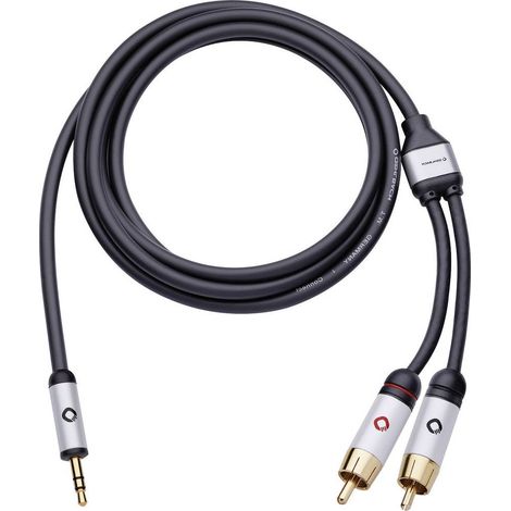 Câble audio Oehlbach 60004 [2x Cinch-RCA mâle - 1x Jack mâle 3.5 mm] 3.00 m noir contacts dorés (1/3)