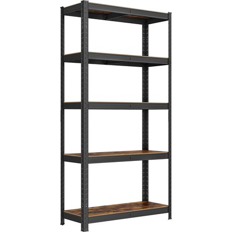 Songmics – Rayonnage 5 niveaux 75 x 30 x 150 cm – Charge 130 kg/niveau – Structure acier renforcé – Style industriel noir et marron rustique (1/5)