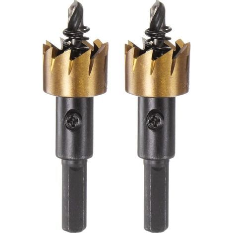 2pcs Trou Scies 19.5mm (49/64") M35 HSS (Haute Vitesse Acier) Titane Revêtu Perceuse Morceaux Coupeurs Ouvreurs pour Inox Acier Aluminium Alliage Métal Bois Plastique (1/4)