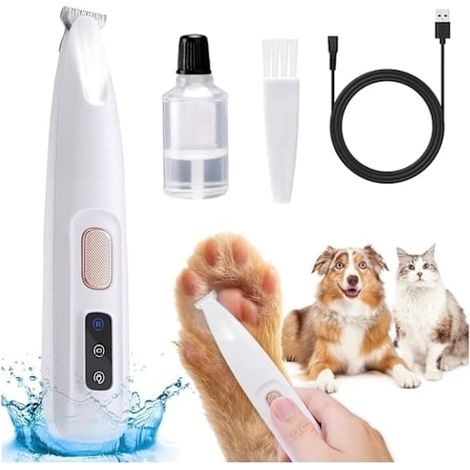 Tondeuse électrique pour poils de chien, modèle 2026, silencieuse, avec lumière LED, pour les pattes.-AquaForge (1/5)