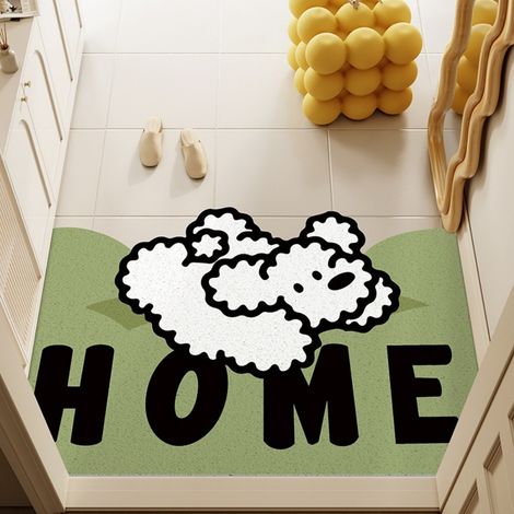 Ede Accueil - Boucle en soie Happy 5080cm Tapis de sol bouclé résistant et durable à l'usure, à motifs d'animaux de dessin animé, découpable, grattant la boue et enlevant la saleté, tapis d'entrée ant (1/5)