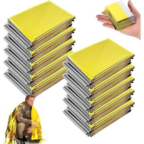 10-pack of emergency blankets, 210 x 130 cm, gold/silver survival blanket, reusable emergency blanket
