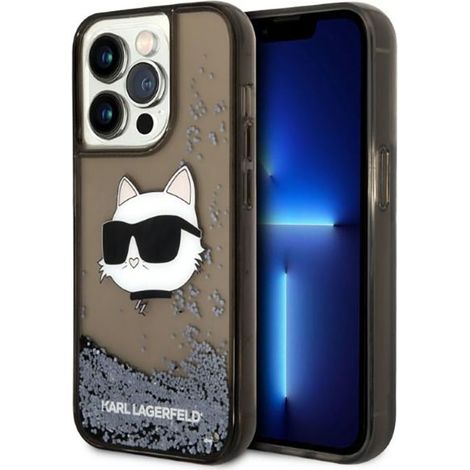 Karl Lagerfeld Liquid Glitter NFT Choupette Head - iPhone 14 Pro Max Hülle (Schwarz) (1/5)
