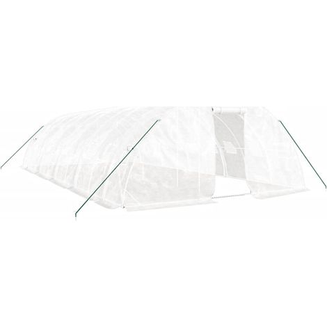 Serre tente abri plante fleur légumes avec cadre en acier 50 m² 10 x 5 x 2,3 m blanc (1/5)