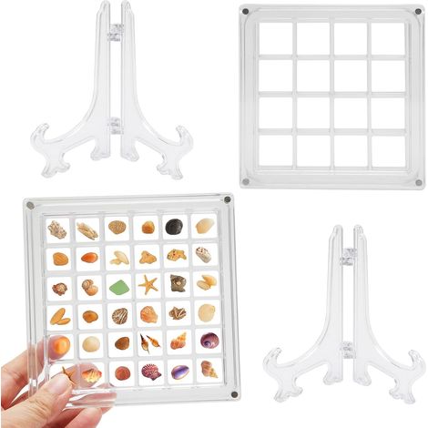 Lot de 2 boîtes de présentation en acrylique magnétique pour perceuse à ongles, bijoux, cristal (36 et 16 compartiments) (1/5)
