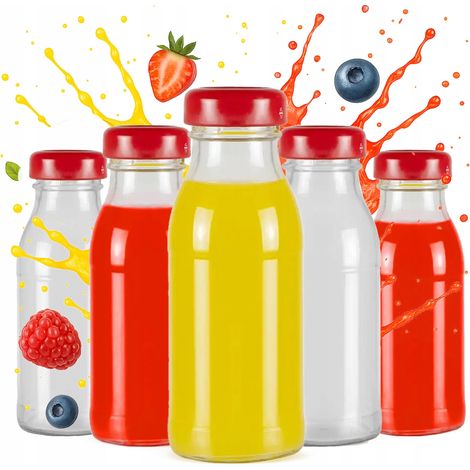 50 bottiglie di vetro per succo di frutta, bottiglia da 125 ml per succo di frutta, sciroppo di frutta (1/5)