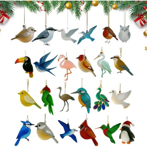 Ornement de Noël en acrylique 2D Oiseaux de la mer Calendrier de l'Avent 2025 Décorations de compte à rebours de Noël 24 jours avec des oiseaux pour la maison, l'arbre, le mur, la fenêtre, la porte (1/5)