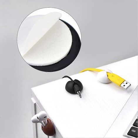 Attache-câbles avec clip de fixation pour câbles de charge, câbles USB, câbles d'ordinateur de bureau (lot de 10) ( ) (1/3)