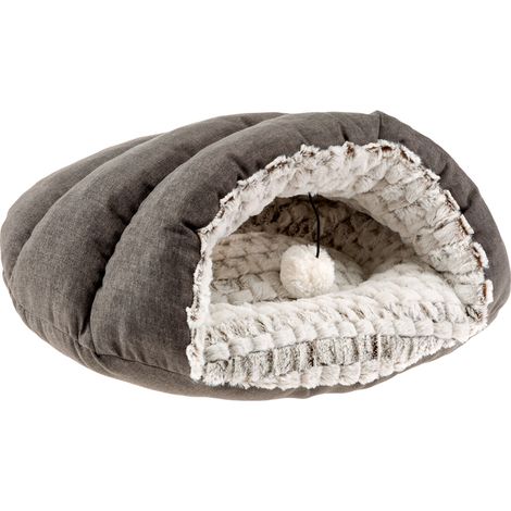Ferplast TUFLI Casetta in pelliccia ecologica per gatti. Variante TUFLI - Misure: 52 x 39 x h 26 cm - Grigio (1/3)