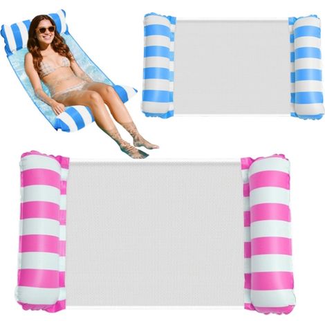 Set da 3 pezzi - 2 materassini gonfiabili per il nuoto + 1 pompa ad aria - Multifunzionale - Lettino - Comodo letto galleggiante - Amaca da nuoto - 13070 cm - Per giocare (1/5)