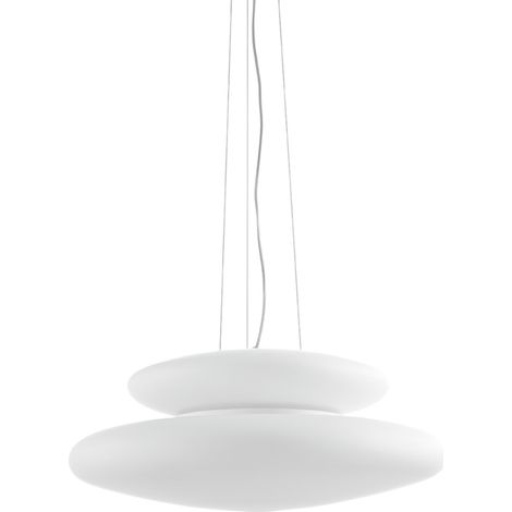 Lampada a sospensione PAGODA D60 cm in vetro Bianco soffiato e acidato GRANDE (1/4)