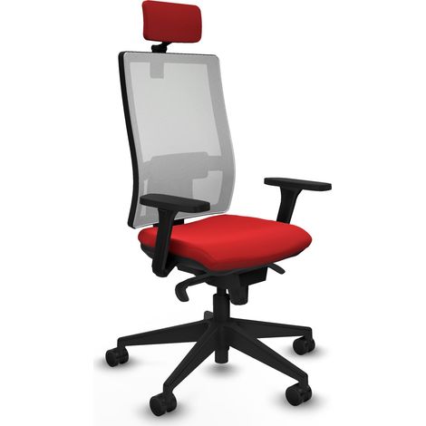 Horna sincro malla blanca similpiel rojo brazos 3D base piramidal cabecero 2D ruedas 65mm nailon (1/5)