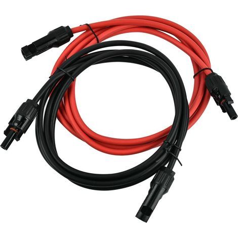 Photovoltaik-Verlängerungskabel, Solarmodul-Verlängerungskabel mit MC4-Stecker, rotes und schwarzes Adernpaar, 14 AWG, 3 Meter / 10 Fuß (1/4)
