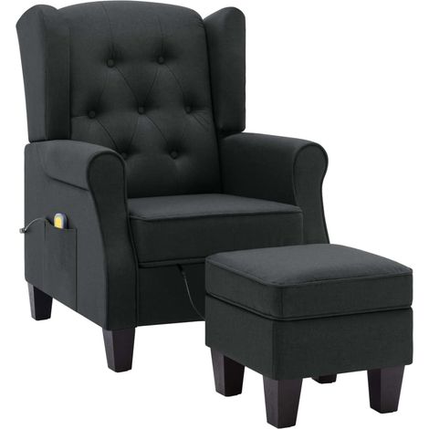 Fauteuil de massage avec repose-pied Gris foncé Tissu 2 (1/5)