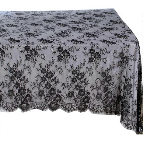 Chemin de table élégant en dentelle à franges et tulle, idéal pour la décoration de table et d'intérieur. (1/5)
