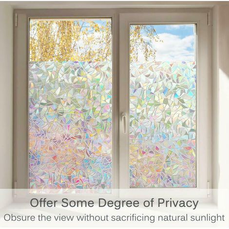 Ahlsen Película para Ventanas Anti-UV, Película para Ventanas 3D con Efecto Arco Iris Electrostático, Película para Ventanas No Adhesiva, Etiqueta Decorativa para Ventanas para el Hogar, Oficina, Dorm (1/5)