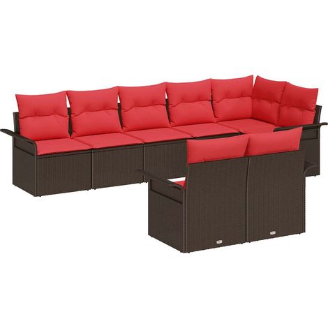 Set Divano da Giardino con cuscino 8 pcs Marrone polyrattan vidaXL