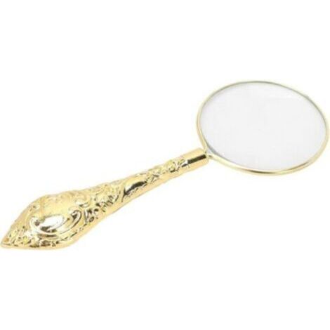 Loupe à Poignée en Métal Vintage, Loupe de 45 Mm, Loupe de Lecture Portable, Décoration de Bureau - Grossissement 5X, Or (1/5)