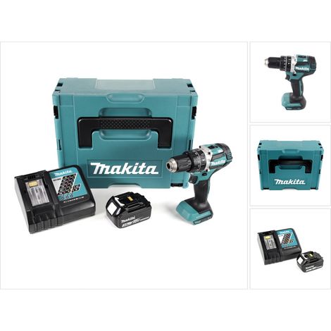 Makita DHP 484 RF1J Trapano avvitatore con percussione a batteria 18V in valigetta Makpac + 1x Batteria 3,0 Ah + Caricabatterie (1/5)
