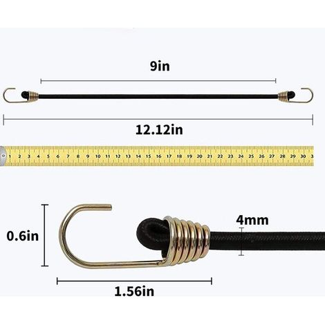 Kit di 10 tende elastiche nere, robuste e universali con ganci, perfette per tende, campeggio, moto, rimorchio, bagagli, auto e bici (1/3)