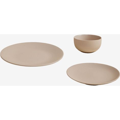SKLUM Geschirrset aus New Bone China, 12-teilig, Elmora Beige Tapioca                                  